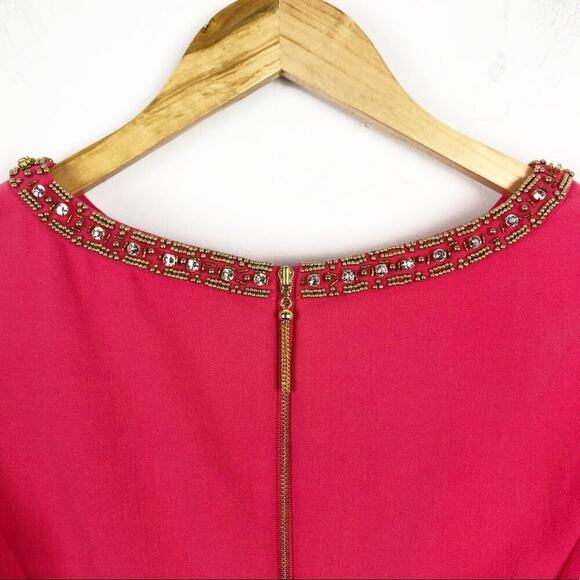 LILLY PULITZER Bronte Beaded Pink Shift Dress 2 Rhinestones Embellished Neckline - Picture 7 of 15